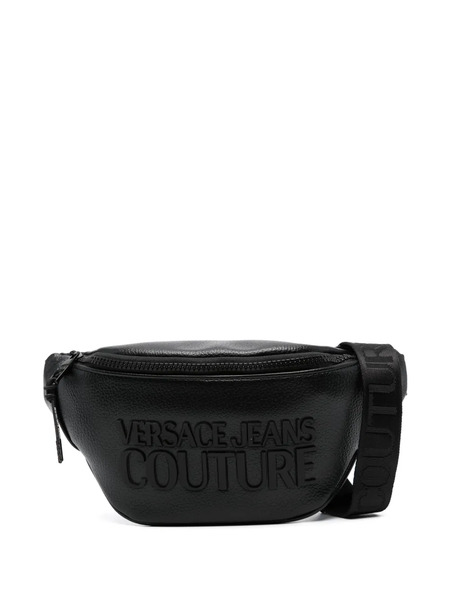  Versace Jeans Couture Logo-lettering Grained Belt Bag - Black 