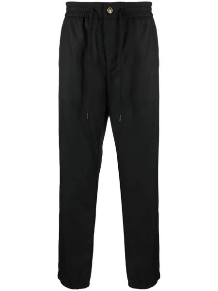  Versace Jeans Couture Logo-patch Drawstring Straight-leg Trousers - Black 