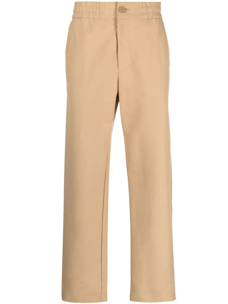  Versace Jeans Couture Logo-patch Straight-leg Trousers - Neutrals 