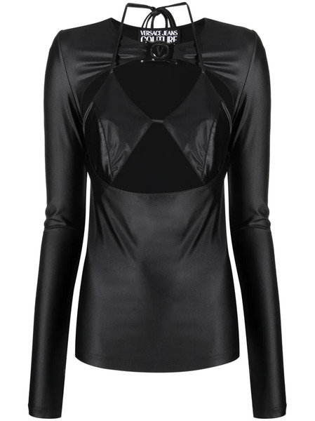  Versace Jeans Couture Logo-plaque Cut-out Top - Black 