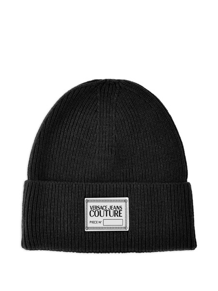  Versace Jeans Couture Logo-plaque Ribbed Beanie - Black 