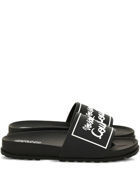  Versace Jeans Couture Logo-plaque Slides - Black 