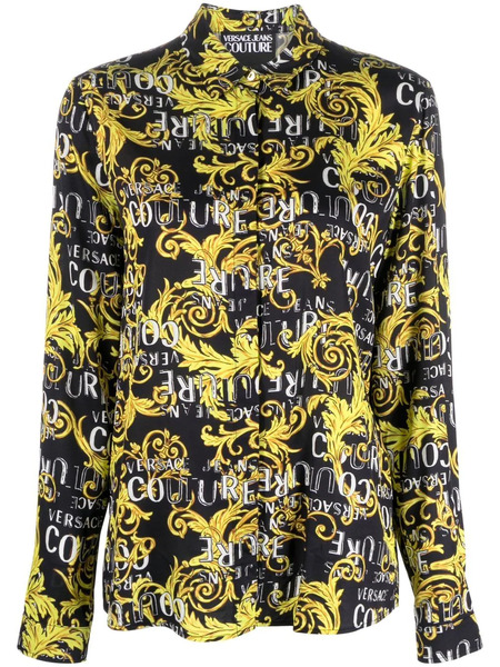  Versace Jeans Couture Logo Print Buttoned Shirt - Black 
