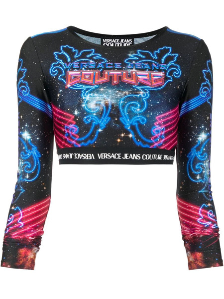  Versace Jeans Couture Logo-print Cropped Top - Blue 
