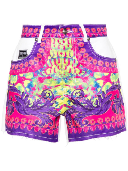  Versace Jeans Couture Logo-print Denim Shorts - White 