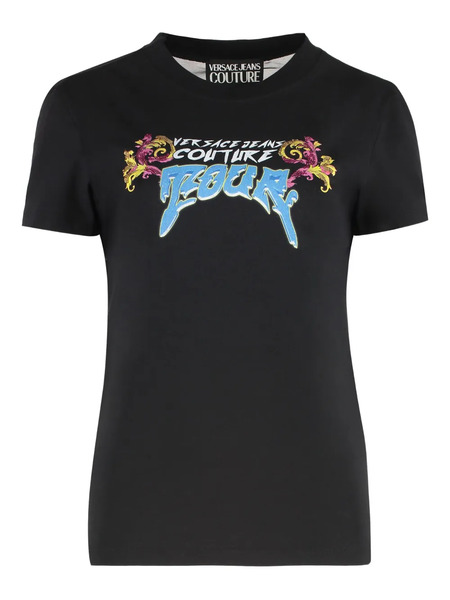  Versace Jeans Couture Logo-print Mesh-panel T-shirt - Black 