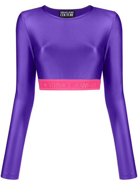  Versace Jeans Couture Logo-underband Crop Top - Purple 
