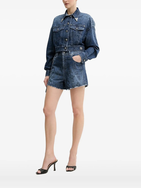  Versace Jeans Couture Metallic-print Denim Jacket - Blue 