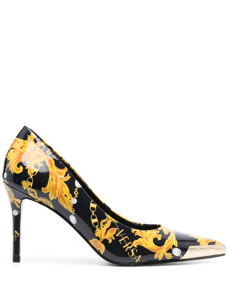  Versace Jeans Couture 80mm Engraved-logo Leather Pumps - Black 