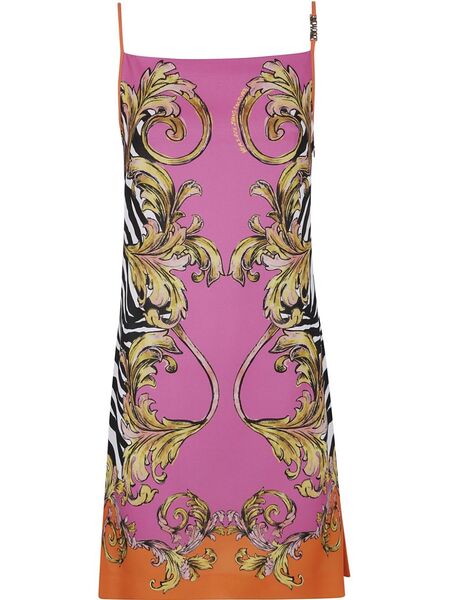  Versace Jeans Couture Outline Barocco Mini Dress - Pink 