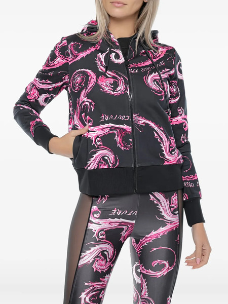  Versace Jeans Couture Patterned Hooded Jacket - Black 