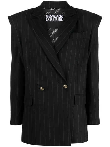  Versace Jeans Couture Pinstriped Double-breasted Blazer - Black 