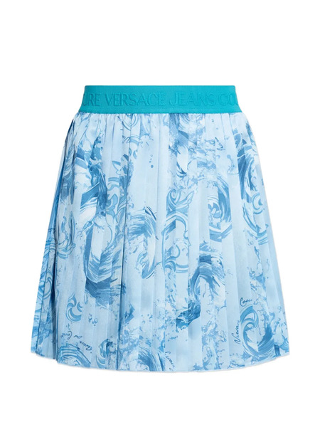  Versace Jeans Couture Pleated Printed Skirt - Blue 