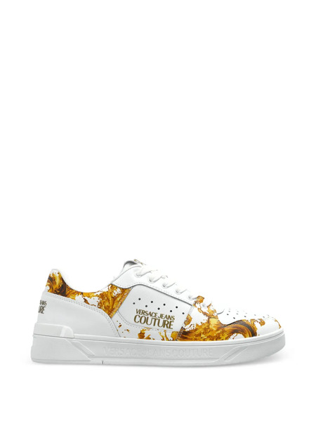  Versace Jeans Couture Printed Leather Sneakers - White 