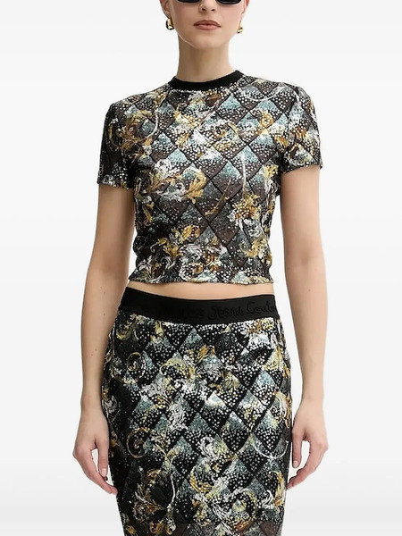  Versace Jeans Couture Sequin-embellished Baroque Top - Black 