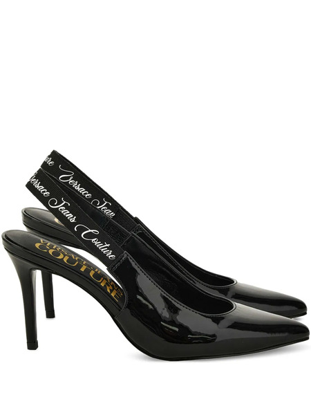  Versace Jeans Couture Slingback Patent Leather Pumps - Black 