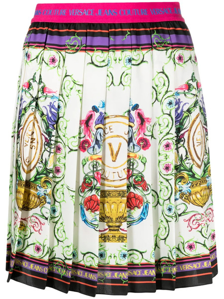  Versace Jeans Couture V-emblem Garden Miniskirt - White 