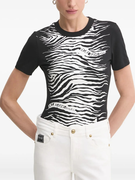  Versace Jeans Couture Zebra-print Short-sleeved Top - Black 