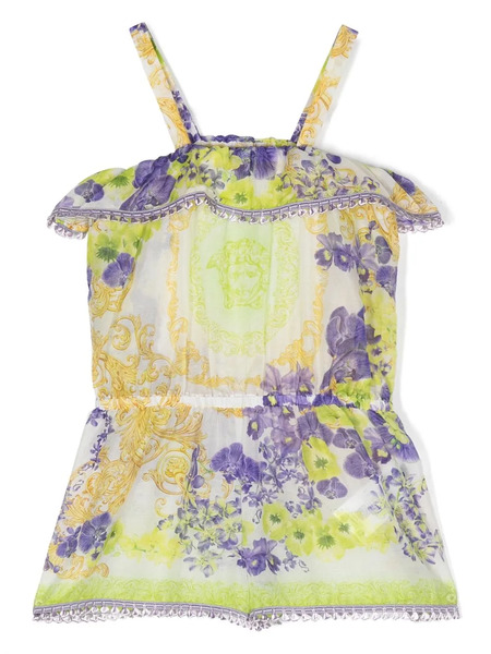  Versace Kids All-over Floral-print Playsuit - White 