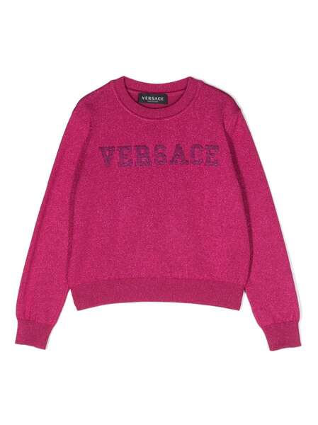  Versace Kids Appliqué-logo Crew-neck Jumper - Pink 