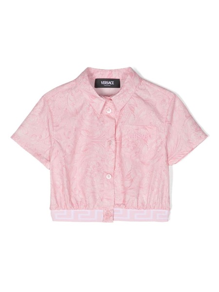  Versace Kids Barocco Cropped Shirt - Pink 