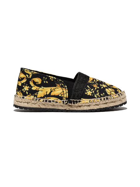  Versace Kids Barocco-print Espadrilles - Black 