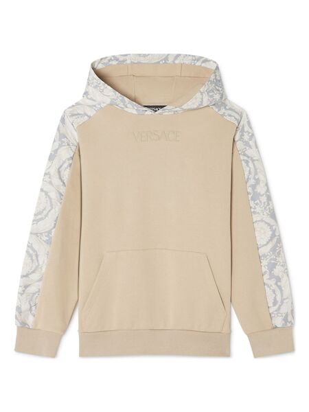  Versace Kids Barocco-print Panelled Hoodie - Neutrals 