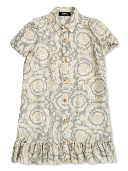  Versace Kids Barocco-print Short Dress - Grey 