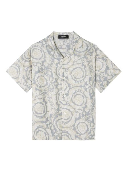  Versace Kids Barocco-print Silk Shirt - Grey 