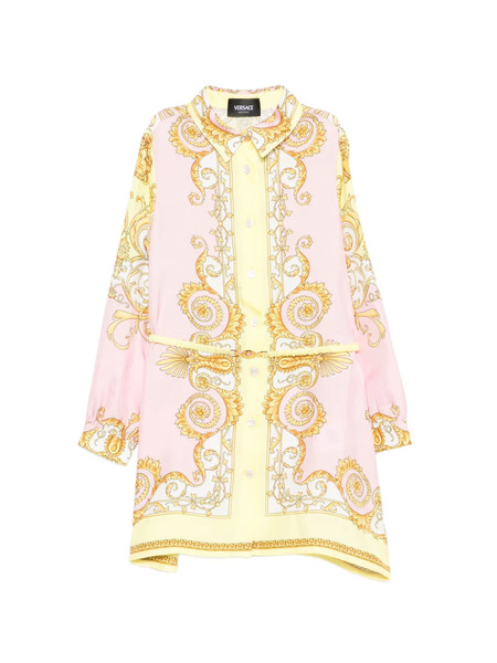  Versace Kids Baroque Belt Dress - Yellow 