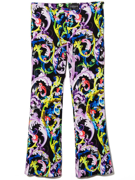  Versace Kids Baroque-print Flared Leggings - Black 