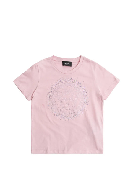  Versace Kids Embellished Logo-motif T-shirt - Pink 