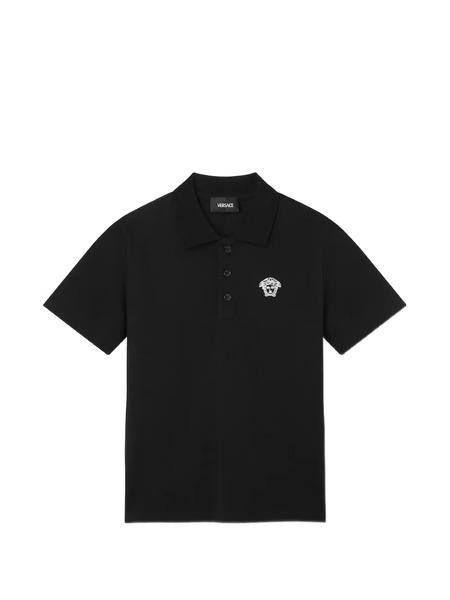  Versace Kids Embroidered Polo Shirt - Black 