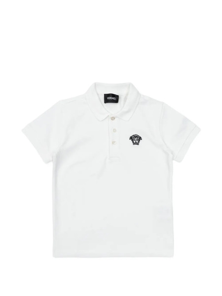  Versace Kids Embroidered Polo Shirt - White 
