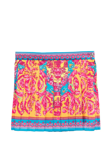  Versace Kids Floral-print Pleated Skirt - Pink 