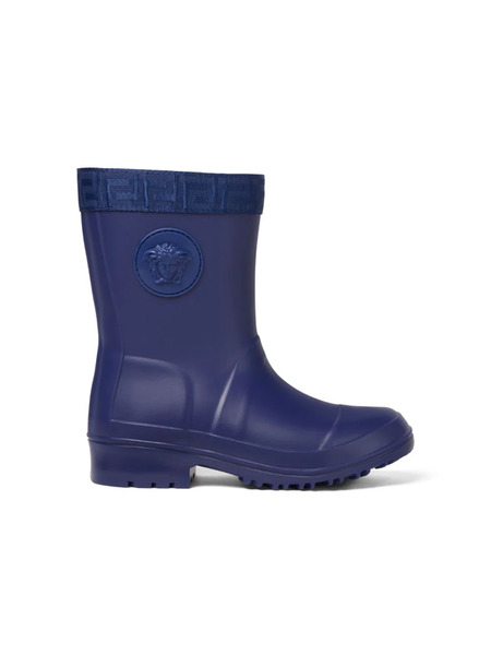  Versace Kids Greca-embossed Rain Boots - Blue 