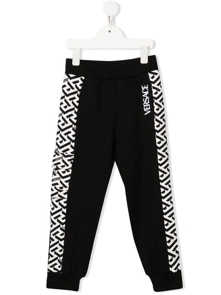  Versace Kids Greca Pattern Cotton Track Pants - Black 
