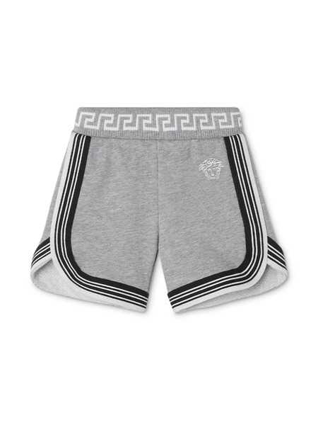  Versace Kids Greca Print Cotton Shorts - Grey 