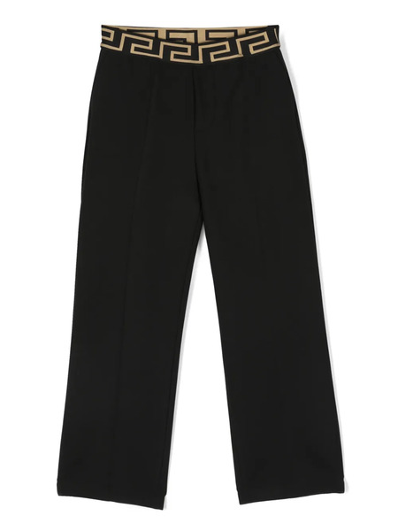  Versace Kids Greca-waistband Tailored Trousers - Black 