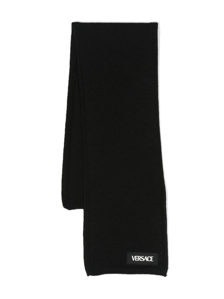  Versace Kids Logo-appliqué Knitted Scarf - Black 