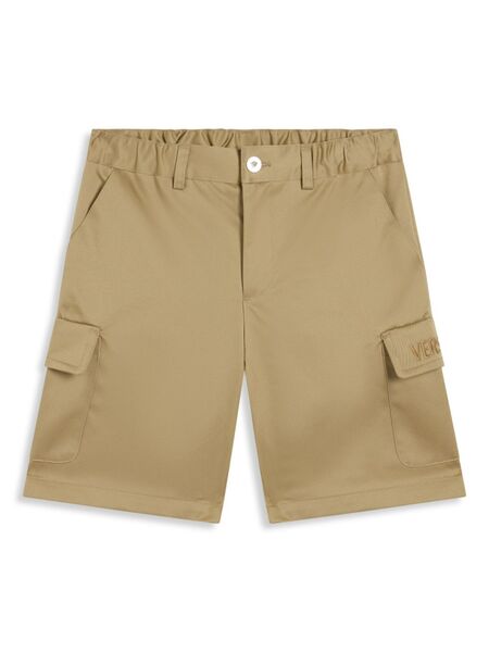  Versace Kids Logo-embroidered Cotton Shorts - Neutrals 