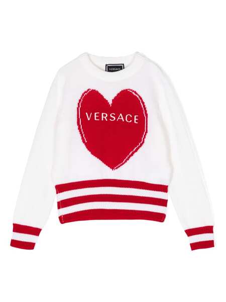  Versace Kids Logo-embroidered Wool Jumper - White 