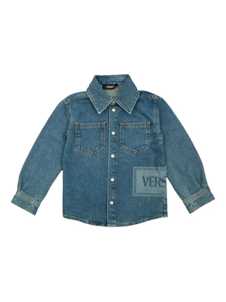  Versace Kids Logo-patch Denim Shirt - Blue 