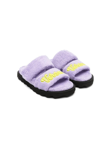 Versace Kids Logo-patch Slides - Purple 