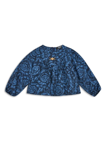  Versace Kids Logo-plaque Silk Blouse - Blue 