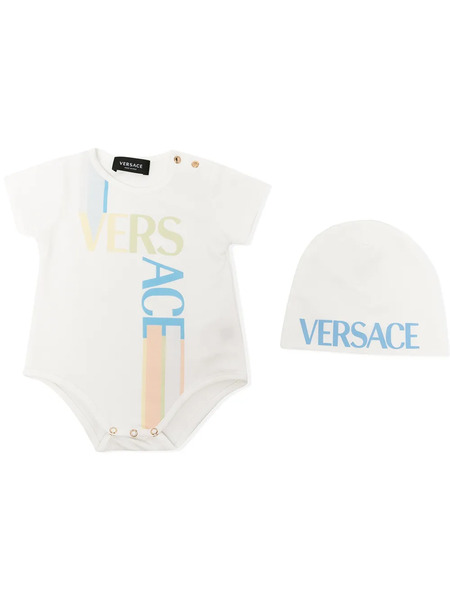  Versace Kids Logo-print Cotton Romper - White 