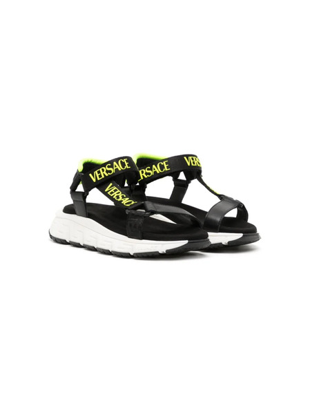  Versace Kids Logo-print Touch-strap Sandals - Black 