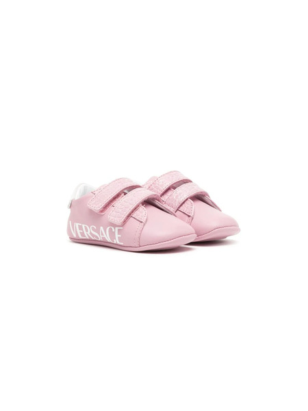  Versace Kids Logo-print Touch-strap Sneakers - Pink 