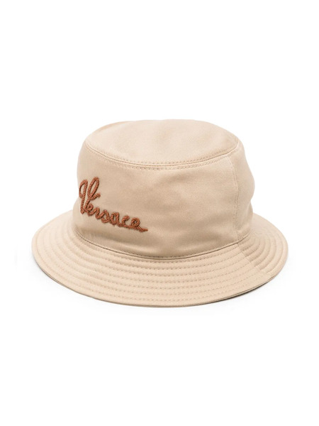  Versace Kids Marine-logo Cotton Bucket Hat - Neutrals 