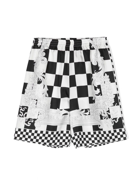  Versace Kids Medusa Contrasto-print Silk Shorts - Black 